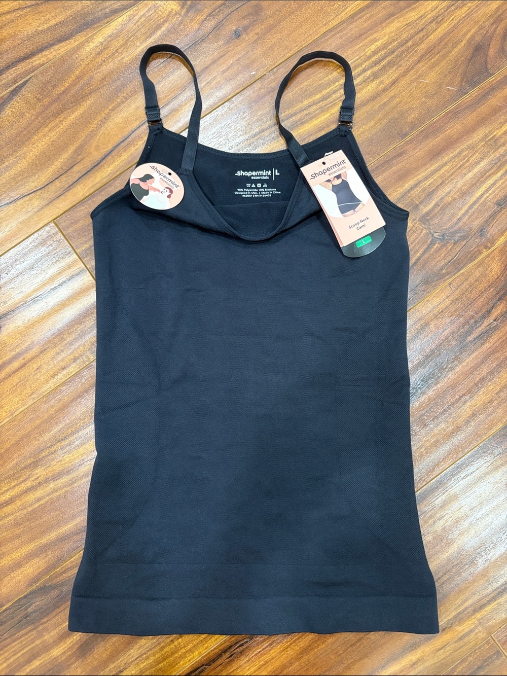 Shapermint Black Seamless Adjustable-Strap Camisole Top